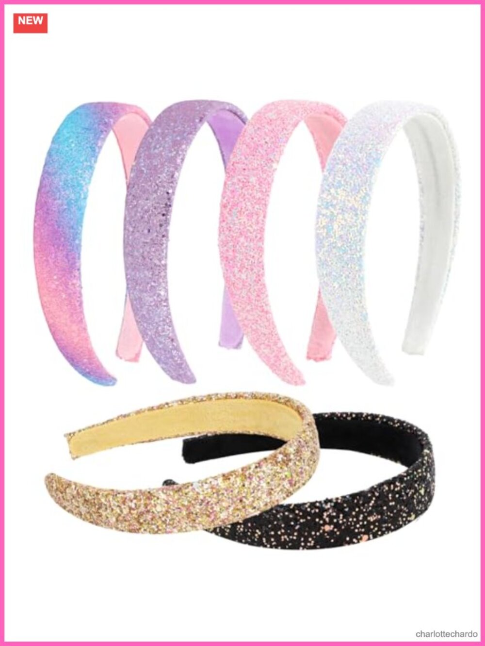 6 Pack Sparkly Glitter Headbands Soft Elastic Hair Accessories for Girls